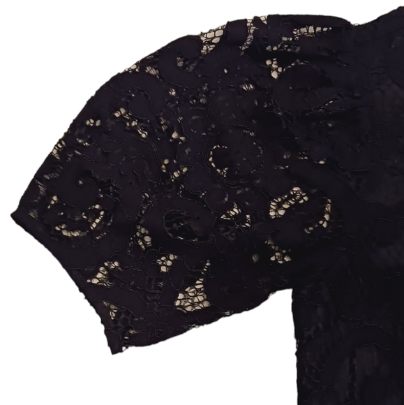 Nanette Lepore Women's Nanny Core Paisley Lace Blouse Puff Sleeves Black Sm NWT - Picture 4 of 9